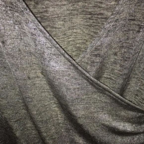 Women's Trouve Metallic Silver Gold Long Sleeve Wrap Top - Picture 4 of 11